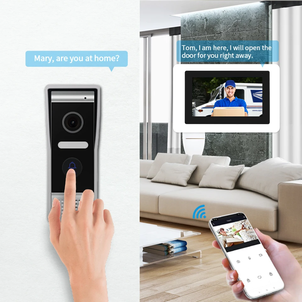 Intercom Joytimer WIFI Wireless Video Intercom System Tuya Smart IP Video Door Phone Suitable For MultiDoor Villas AHD Camera Doorbell