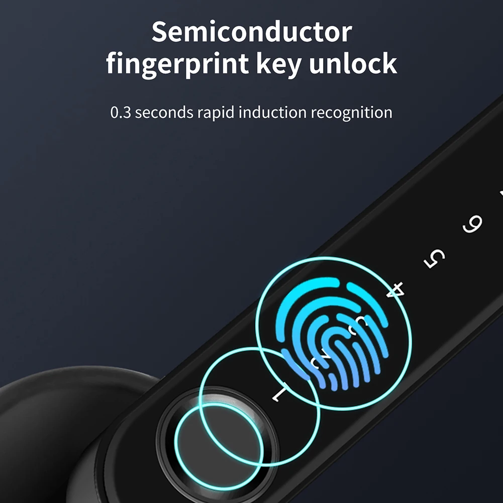 Kontrollera fingeravtryck Dörrlås Smart Keyless Inträde Biometriskt knappsats Lösenordsspak Handtage Lock BluetoothCompatible App Laddningsbart lås