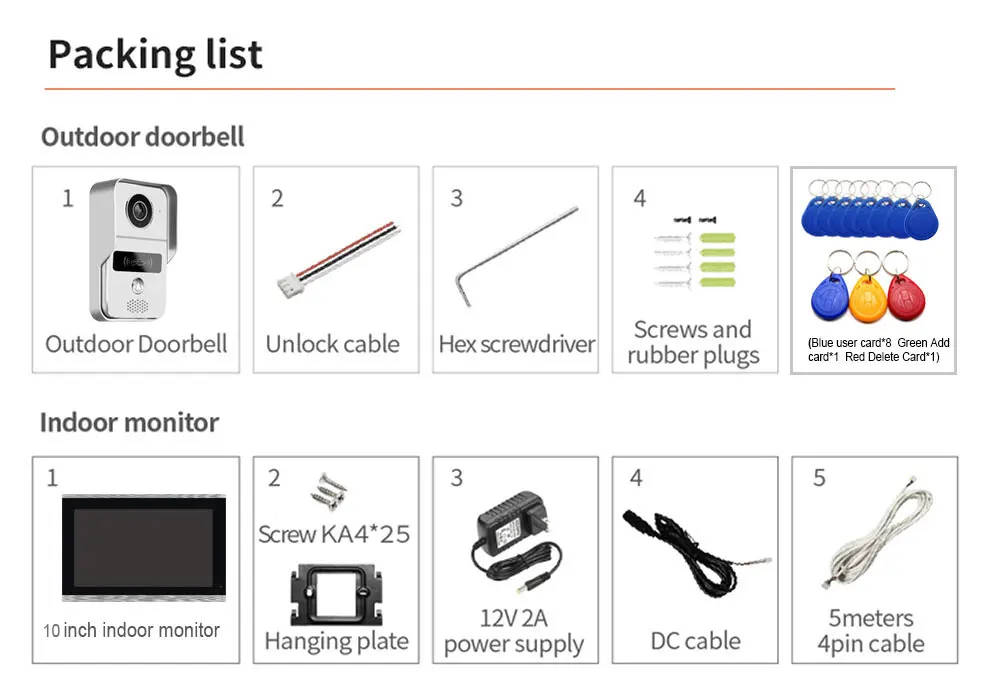 Dörrklockor 10 tum pekskärm Monitor Trådlös WiFi Smart Video Doorphone Intercom System Doorbell Camera med 1080p Wired Doorbell Tuya