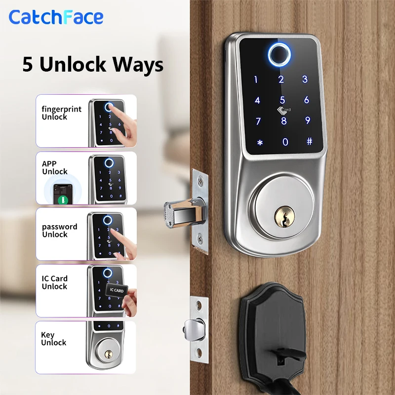 Lock Tuya App WiFi Automatic Electronic Deadbolt Deadbolt Smart Door Lock with Photes Digital Photebrint IC Card Home Home Home