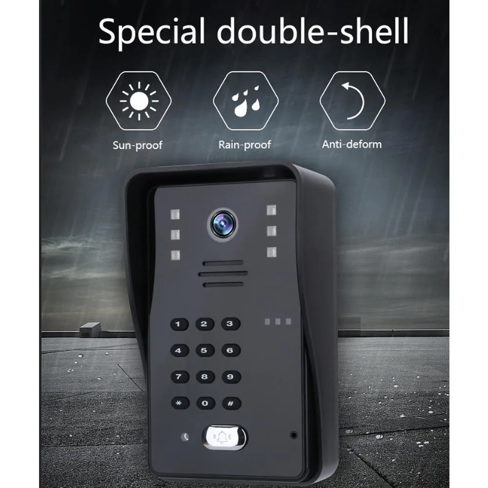 Sonnettes de portes 7 '' WiFi Video Door Phone System Video Inteom Door Scloud Kit avec ID de verrouillage électrique Keyfob Application de téléphone mobile Interphone déverrouiller