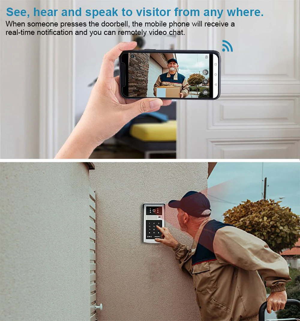Deurbellen Nieuwe Tuya Smart Video Doorbell Camera 1080p Wifi Video Intercom Deur Bell Camera met RFID Code Toetsentoetsentoegang Telefoonapp Unlock