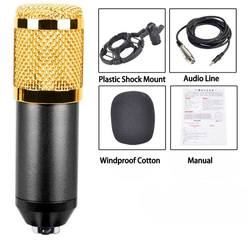 Microphones XLR Professional Microphone Condenser Mic V8 Sound Card PC Computer Audio USB Recording Studio Game Live Broadcast