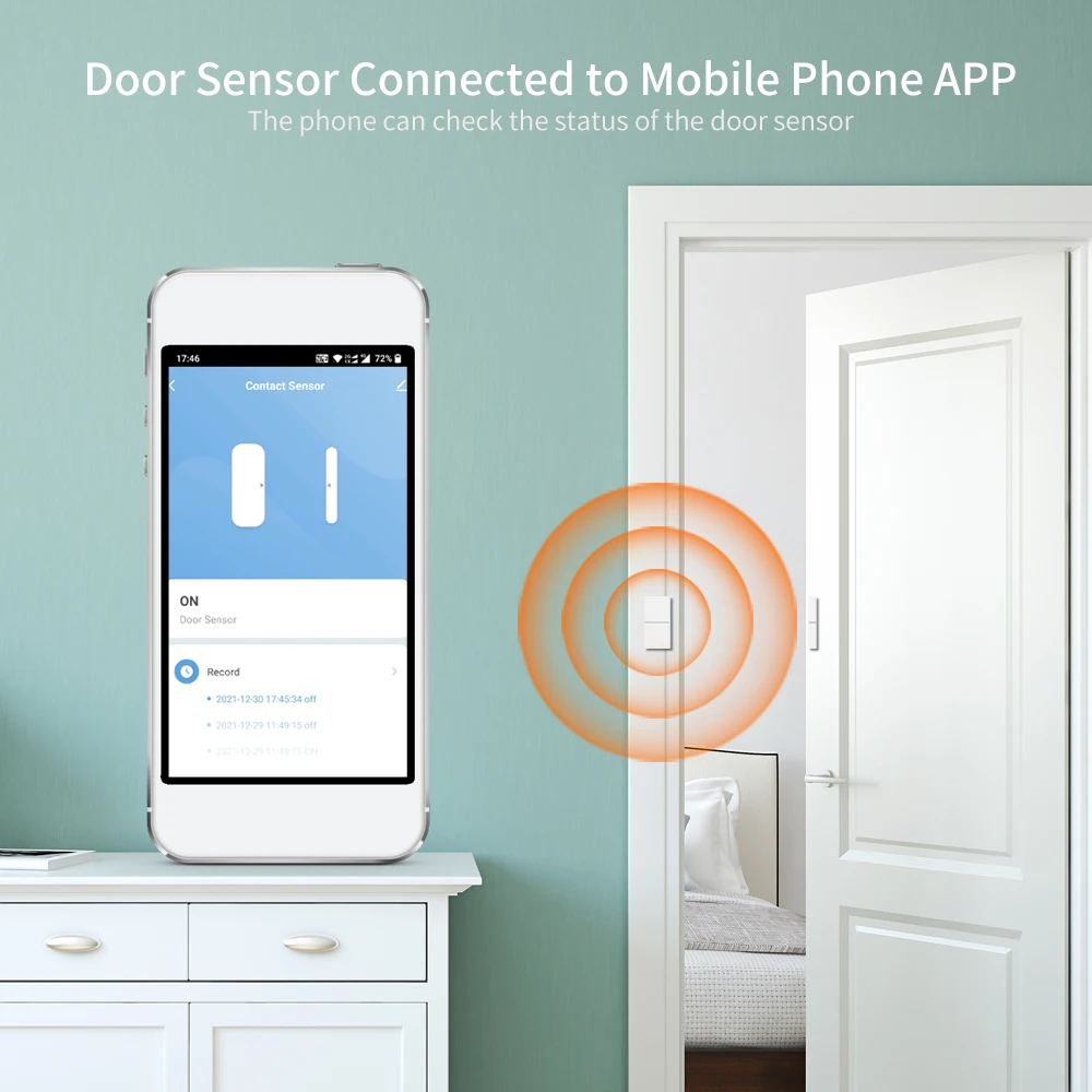 Detektor WiFi drahtlose Tür/Fenstersensortür Detektoren Tuya Home Alarm Accessoires kompatibel mit Alexa Google Home Smart Life App