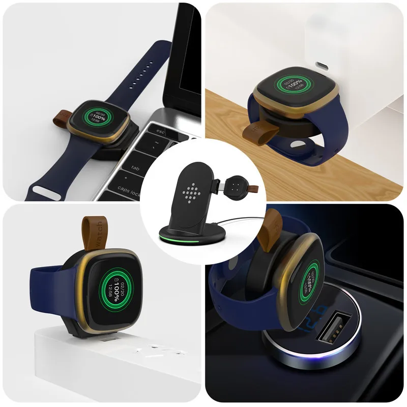 Chargers 3 in 1 draadloze snelle laderstandaard voor iPhone Samsung Fitbit snel opladen voor Fitbit Sense/Versa 3 Watch voor AirPods Charger