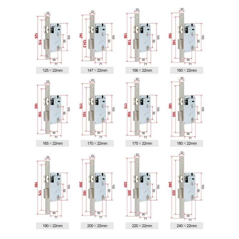 Lock EGFirtor Metal Stainless Steel Electronic Lock Body 5050 Mortise For Tuya Face Recognition Fingerprint Smart Door Lock