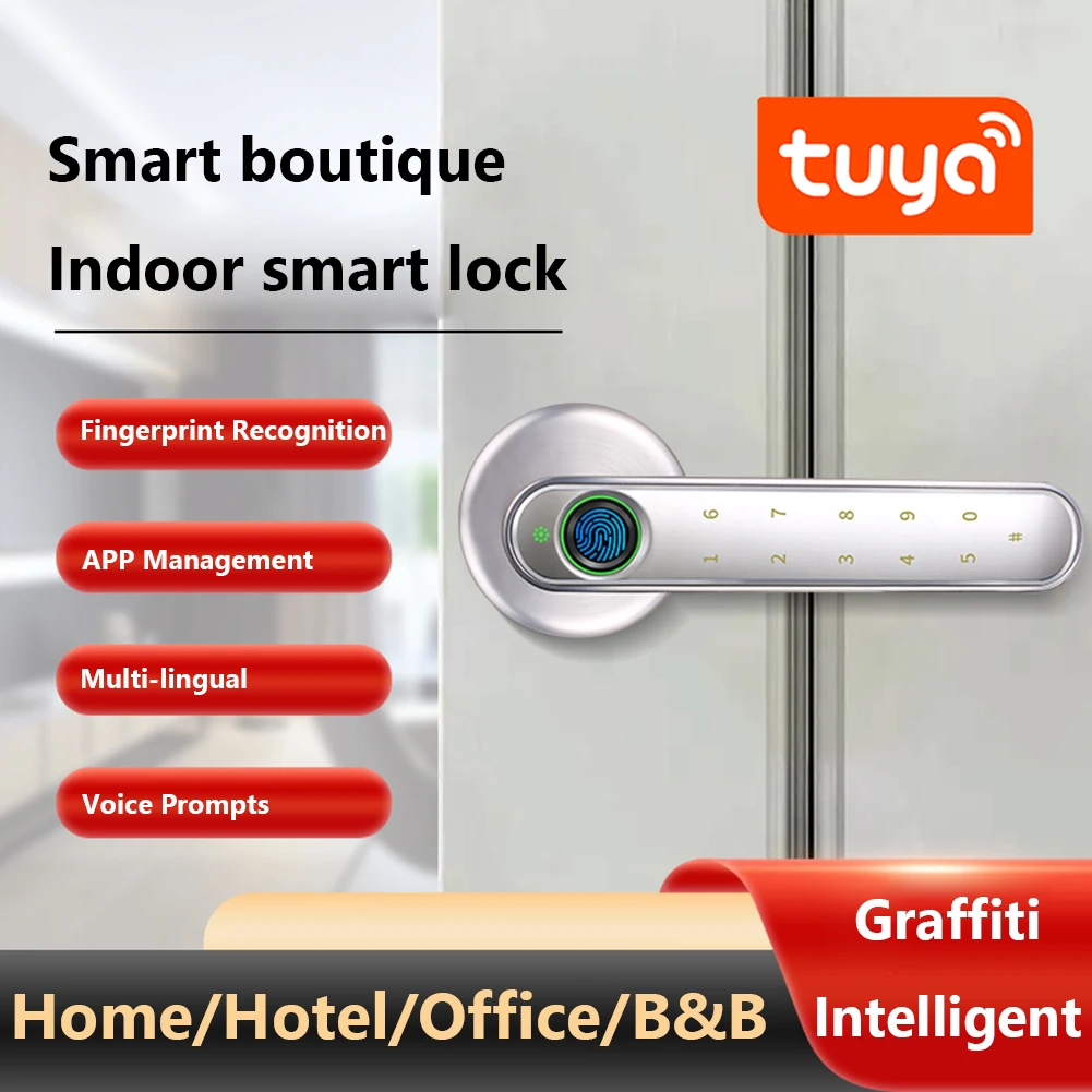 Blocca Tuya Biometric Fingerprint Smart Dorso Smart Password Elettronica Digital Lock Digital Entrenss Knobs Lock per casa Camera da letto Home