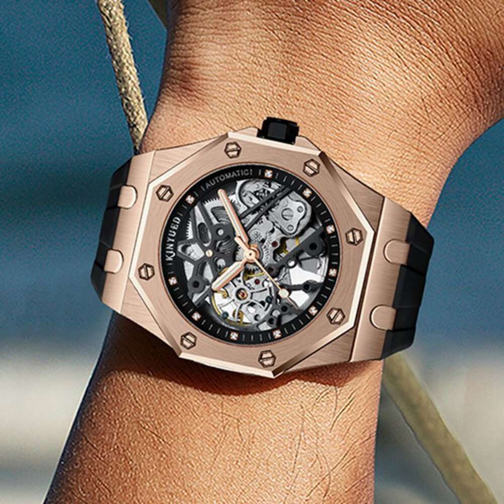 18 KINYUED Fully Automatic Mechanical Fashion Hollow Waterproof Men's Watch