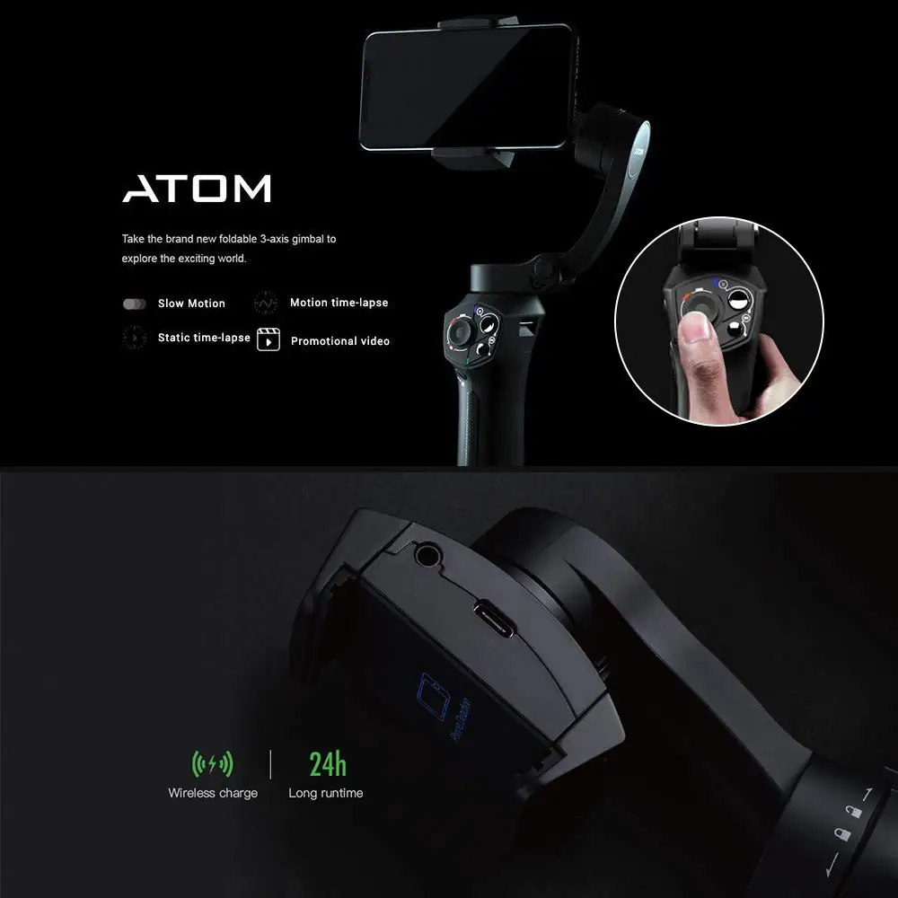 Gimbalsは、スマートフォン3AxisのSnoppa Atom Gimbal Stabilizerを使用しましたAndroidおよびiPhone 13 12 11 Pro/Max/XS Galaxy S21用のGimbal