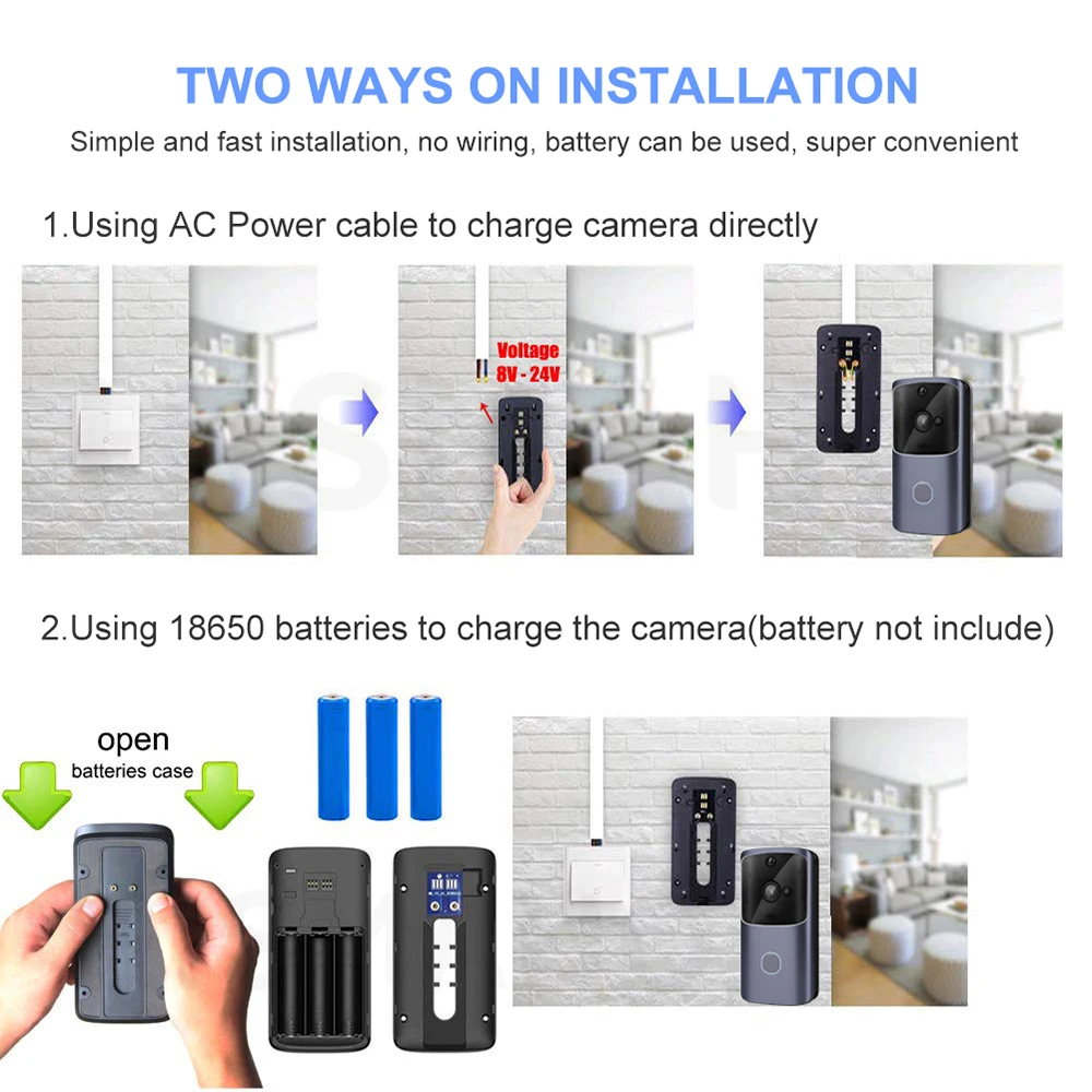 Doorbells Wifi Doorbell Camera 720p Hd Wireless Video Intercom Ir Night Vision Smart Home Security Ac/dc Battery Doorphone Chime Dingdong