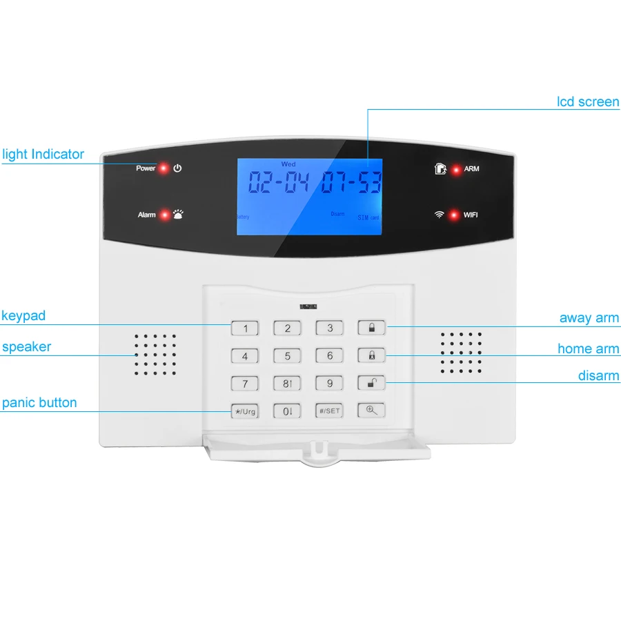 Springs Wi -Fi Wireless Wire GSM Home Security System System с детектором датчика движения для приложения Tuya Smart Life работает Alexa Google