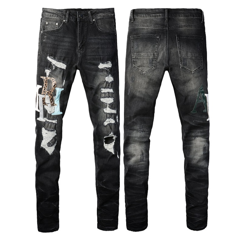 Jeans Mens Hip-Hop High Street Fashion Brand Jeans Retro Torn Fold Coux de Motorcycle de créateur pour hommes Riding Slim Pantalon 28 ~ 40 2024-088