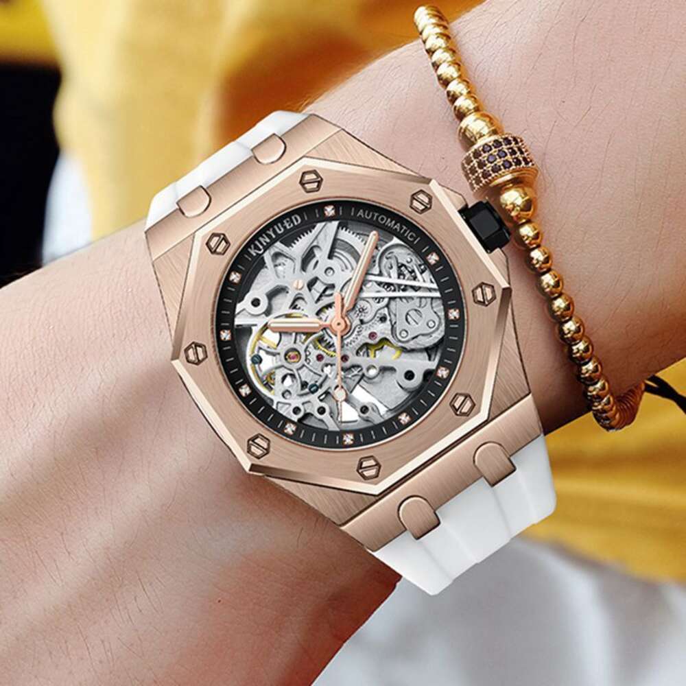 18 KINYUED Fully Automatic Mechanical Fashion Hollow Waterproof Men's Watch