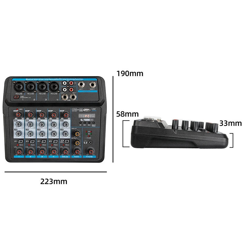 Player M6 Portable Mini Mixer o DJ Console со звуковой картой USB 48V Phantom Power для записи ПК пения Веб -трансляция US Plug