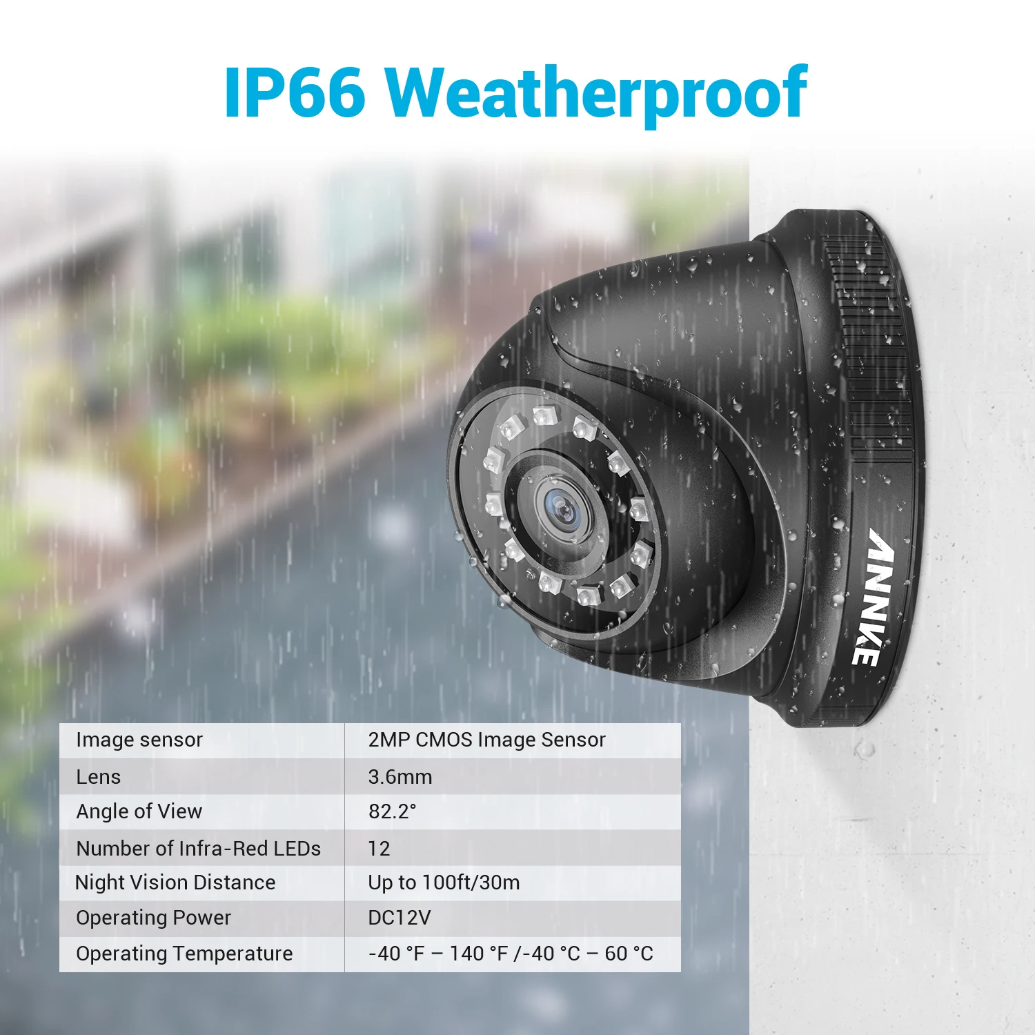 System Annke 2MP 1080P HD Säkerhetsövervakning System Kamera Ircut Night Vision Audio Recording Watertofal Housing Camera Kit