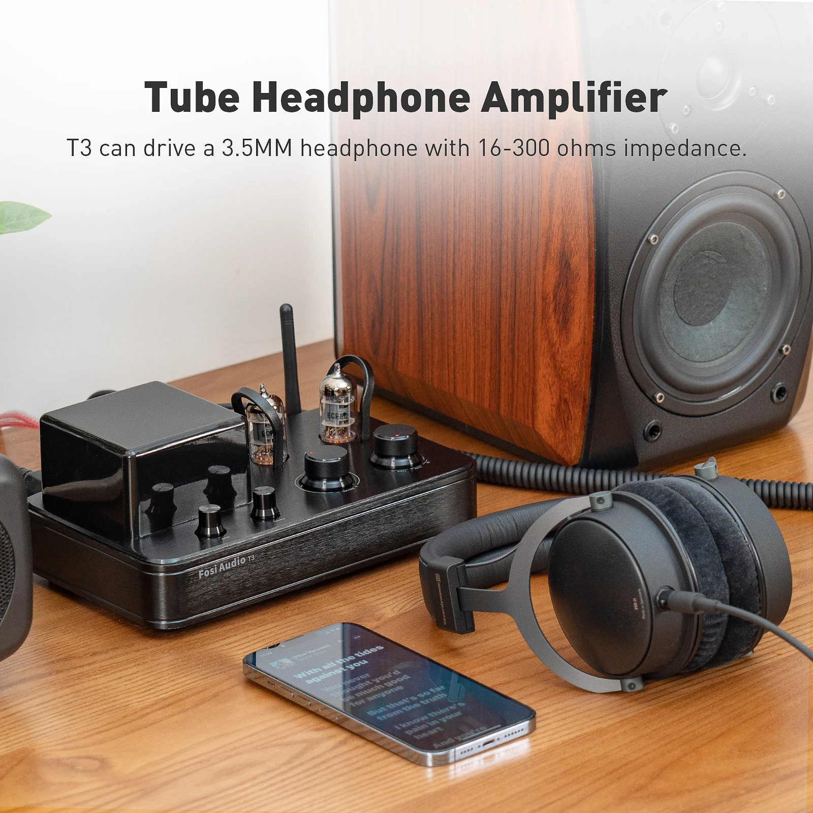 Amplificador fosi áudio 2.1 canal bluetooth 5.0 amplificador de estéreo T3 Classe AB HIFI TUBE AMP