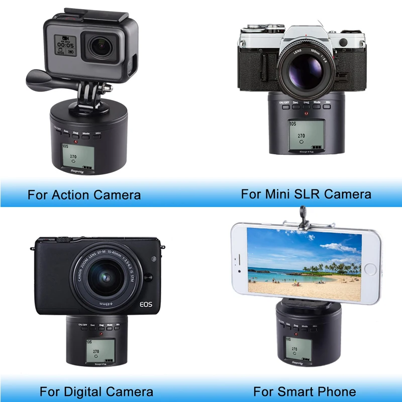 Cameras DLA GoPro Hero 10 9 8 Poklatkowe Mocowanie Statywu Elektryczne Obracanie Obrotowe 360 DLA GOPRO 10 9 8 7 6 5 DJI OSMO Action 2 IPH