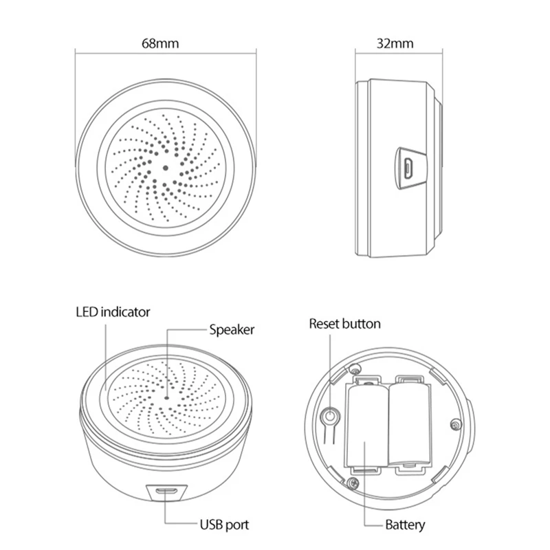 Аксессуары Zigbee 3 в 1 Wi -Fi Siren Sirage Linkage 90DB Sound Light Sensor Smart Home Tuya Smart Life App