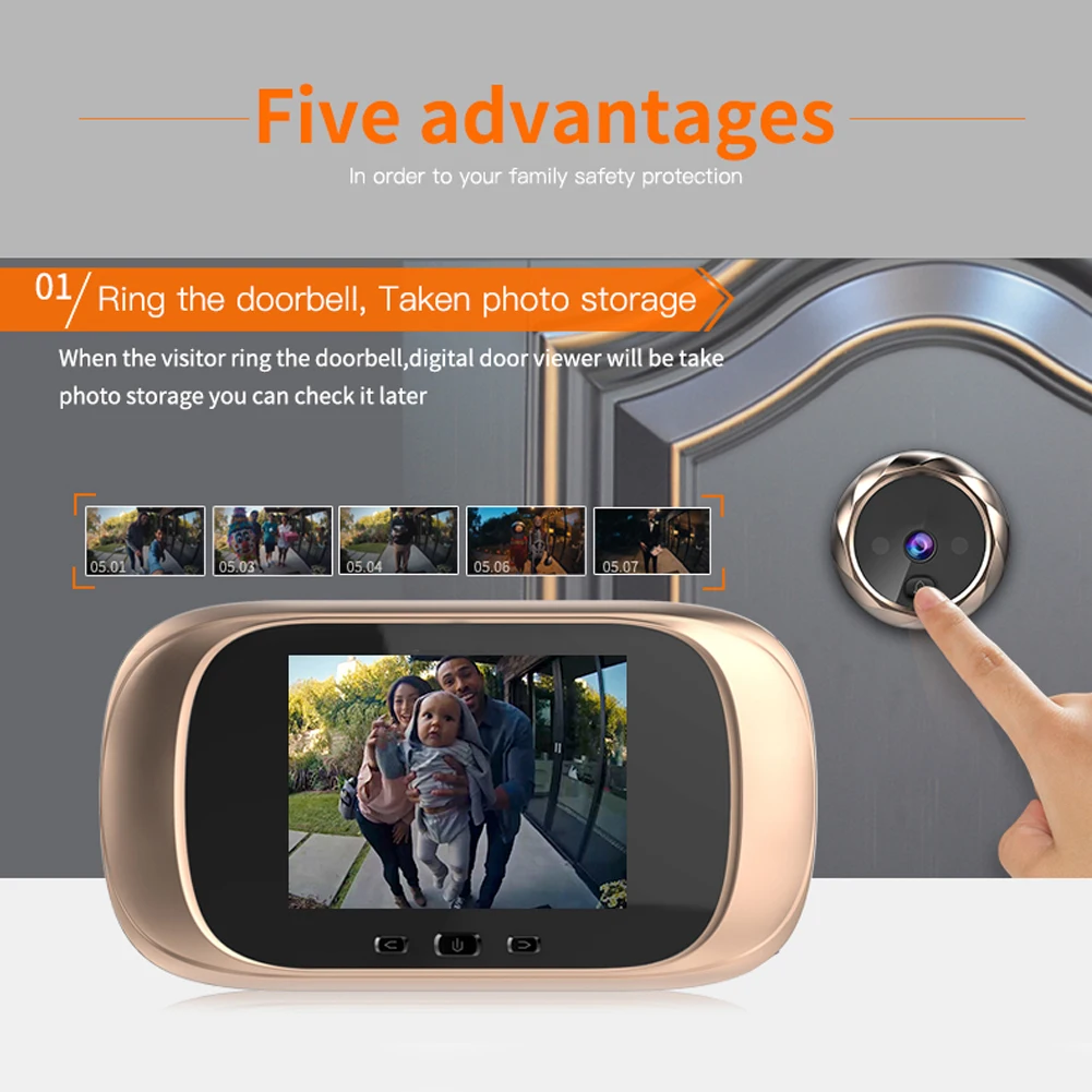 Video del campanello Video PEEPHOLE Videoeye Record automatico Ring Electronic Night View Digital Door Viewing Entry Home Selection Canchide