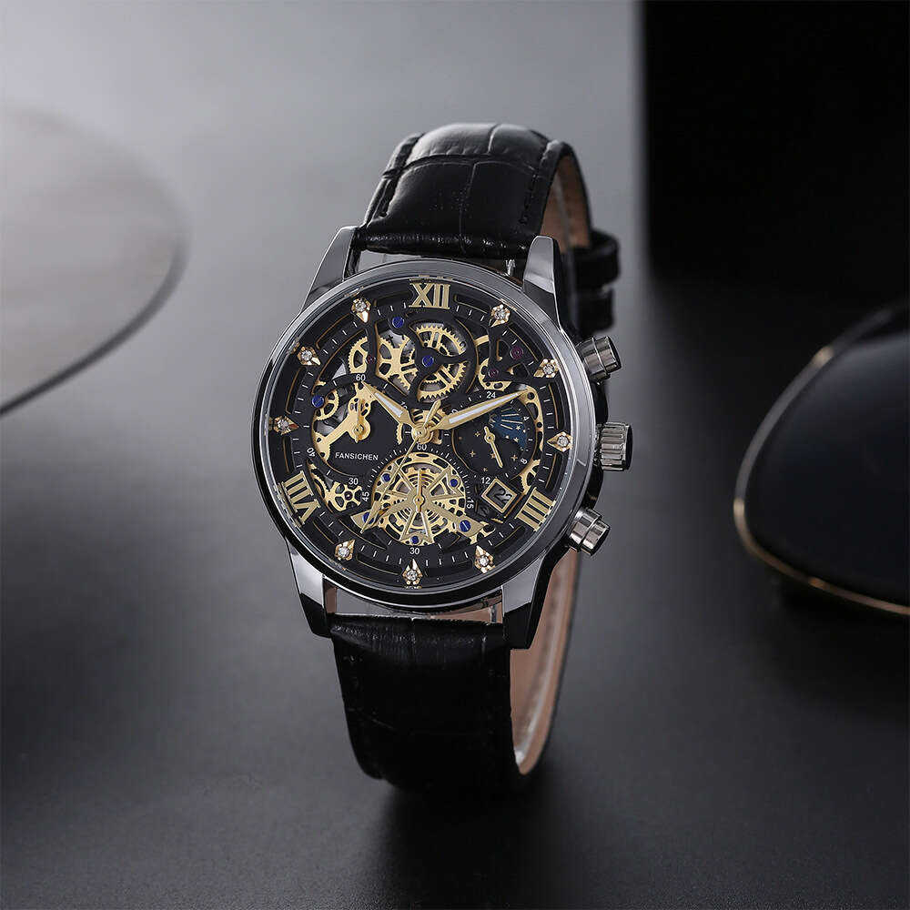 44 Fashion Multifunctional Quartz Business Tre palpebre con orologio impermeabile, orologio da uomo luminoso 57