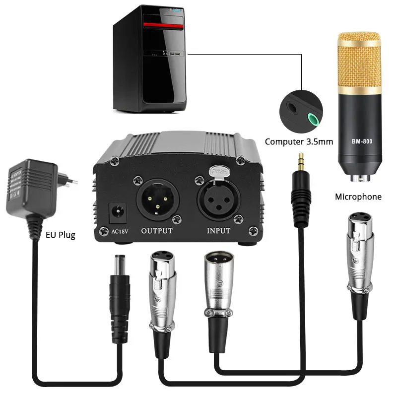 Microfones Professional BM800 Condenser Microphone Microfone For Phone PC Vocal Record Microphone Mic Kit Karaoke Mic Holder Sound Card
