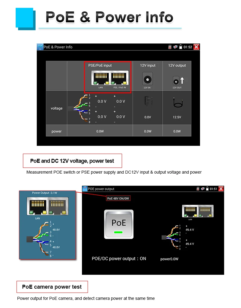 Wyświetl IPC9800 IPC CCTV Monitor 8MP AHD TVI Tester CVI Plus H.265 4K Display Tester Monitor Monitor IP Kamera Tester 7 cali CCTV