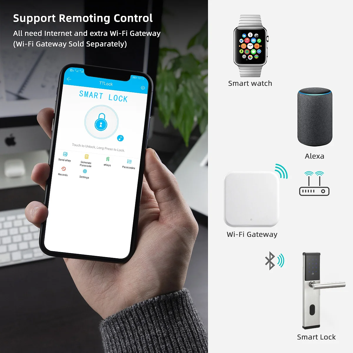 Blocca Appartamento Protezione Sicurezza Remoto Controllo TTLOCK Tthotel online Smart Digital Password IC Scheda NFC Scheda Electric Door Lock