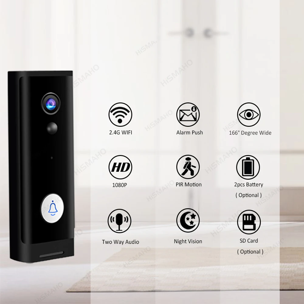 Doorbell Mini Wifi Kapı Zili Kamera Tuya Kablosuz Video Kapı Zili Google Ev Kapı Zili Alexa Kamera 1080P HD Ev Güvenlik Kamerası