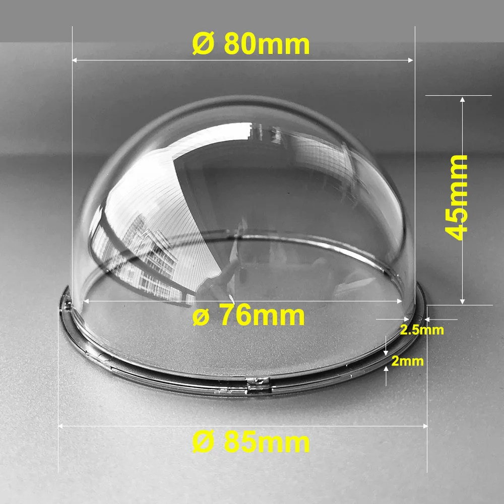 Housings Transparent Protective Cover Hd Outer Clear Glass Protection Dome Hemisphere Shell 85x45mm for Hikvision Samsung Cctv Camera