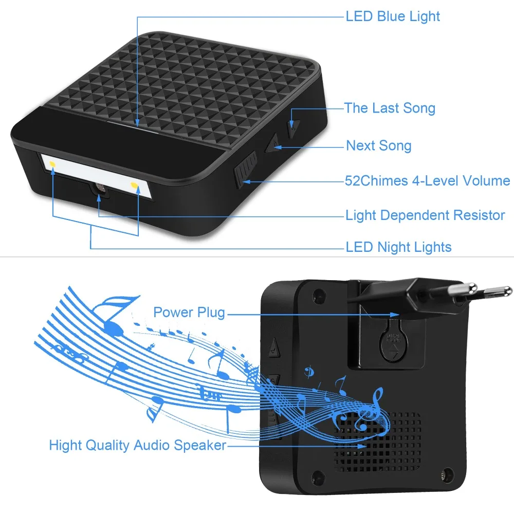 Doorbell Outdoor Wireless Doorbell Waterproof Door Bell Chime Kit Solar Power Supply No Battery Security Doorbell 1 Button 1 Receiver