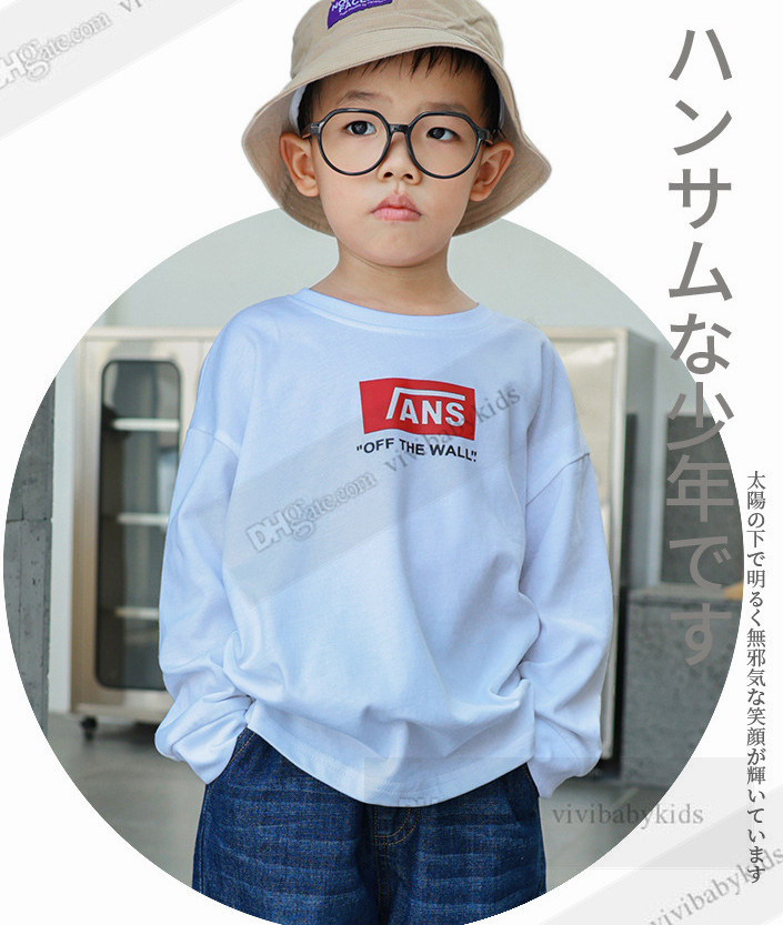 Fashion Boys Cartoon Letter Carta de camiseta impresa Diseñador de camisetas de algodón de algodón Tops de manga larga Children Children Loose Casual Clothing Z7518