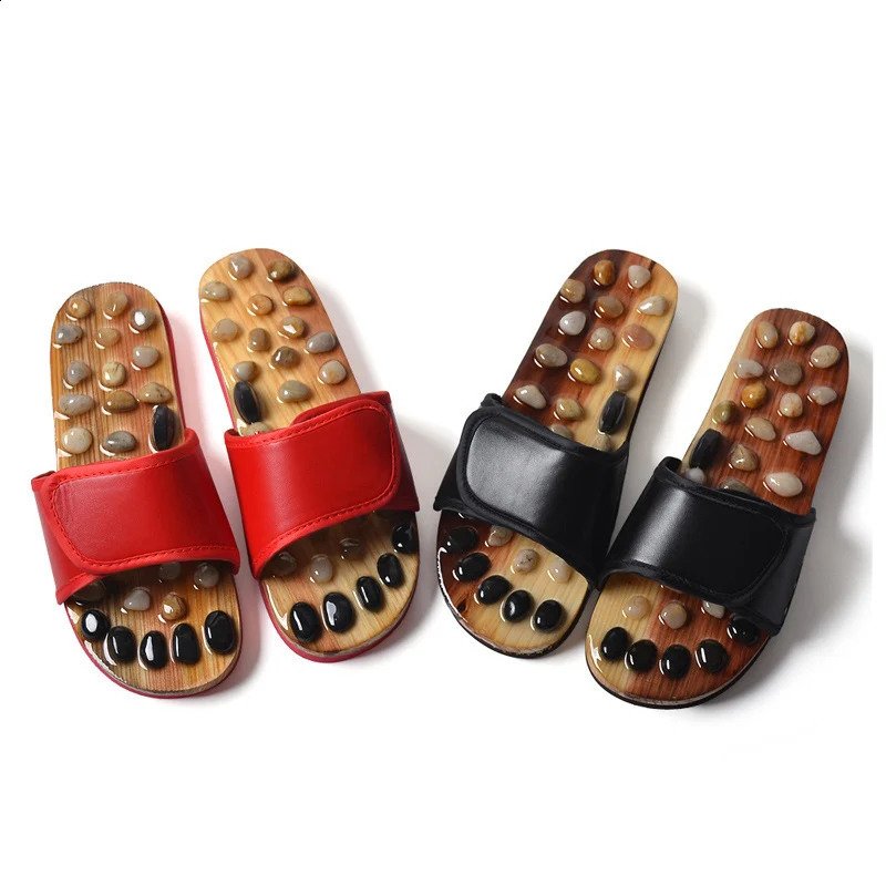 Acupressure Natural Stone Massage Slippers for Therapeutic Reflexology Sandals Foot Acupoint Massage Shiatsu Arch Pain 240402