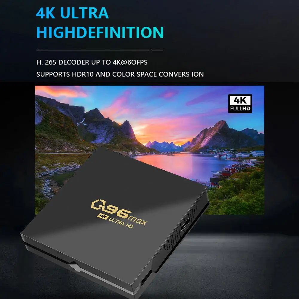 Plugs 2022 Q96 Max Smart TV Box Android 11 Amlogic S905L Quad Core 2.4g WiFi 4K Set Top Box IP TV 8 Go + 128 Go Media Player UK / US / EU PLIG