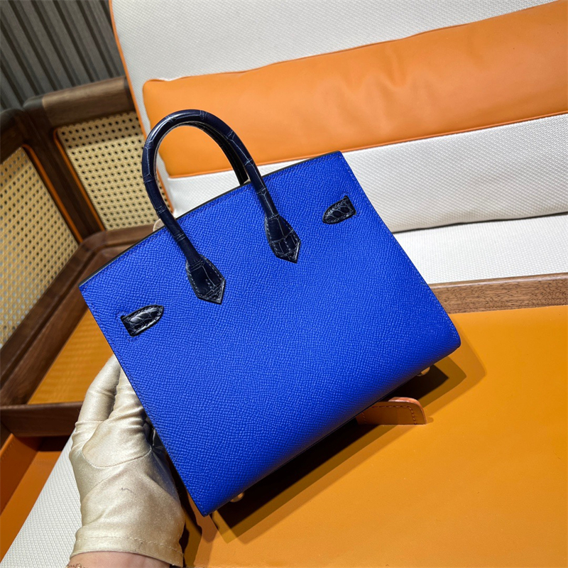 Voll handgefertigte Tasche Klassische Handtasche Luxus Frauenbag Togo Leder Echtes Leder aus 100% handgefertigt 80