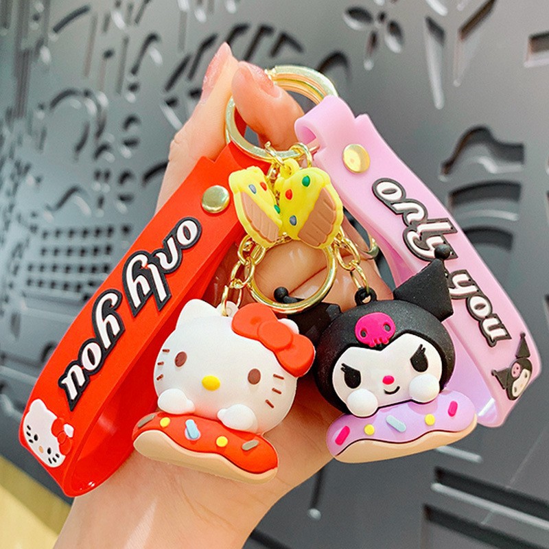 New style Cute Melo donut Tikkulomi KT keychain pendant figure cartoon car key chain accessory bag pendant small gift