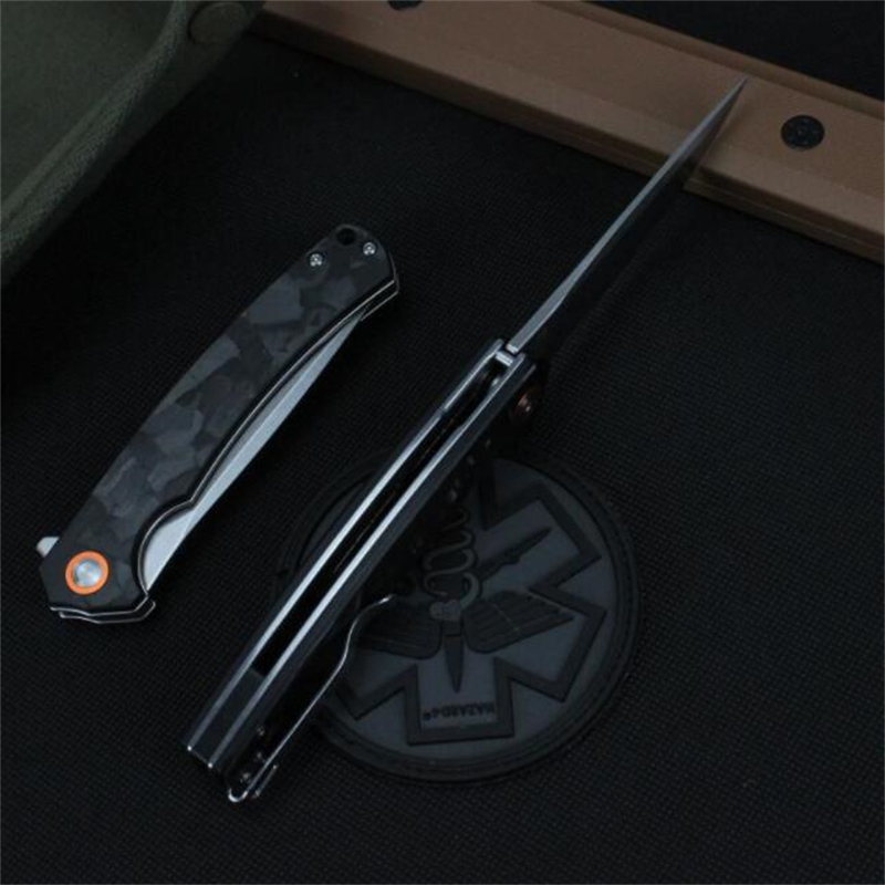 Kesiwo GT964 EDC Folding Knife Carbon Fiber Handle D2 Blade Ball Bearing Flipper Camping Fishing Survival Pocket Outdoor Kitchen Hunting Knife