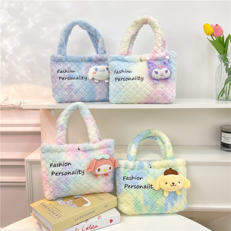 Sac à main en peluche mignonne kuromi grande oreille de chien de poupée sac de poupée mignon carton de poupée de poupée sac poupée sac