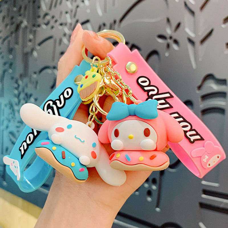 New style Cute Melo donut Tikkulomi KT keychain pendant figure cartoon car key chain accessory bag pendant small gift