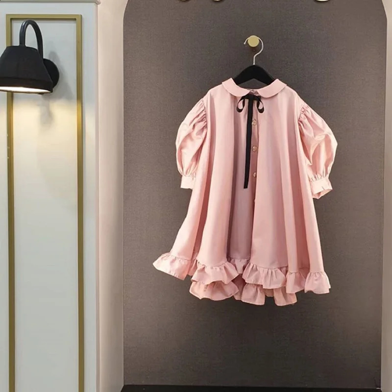 Barnblomma Girl Pink Princess Dress Vintage Toddler Kids Girls Spanish Style A Line Birthday Wedding Party Dresses 240326