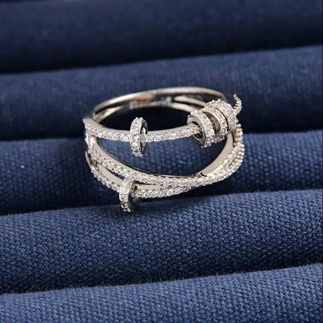 Luxurys Desingers Diamond Ring Woman Fashion Index Finger Ring Frauen Mode 925 Sterling Silber INS Trendige Zeit, Internet Promi Ring Elegant schön hübsch zu fahren