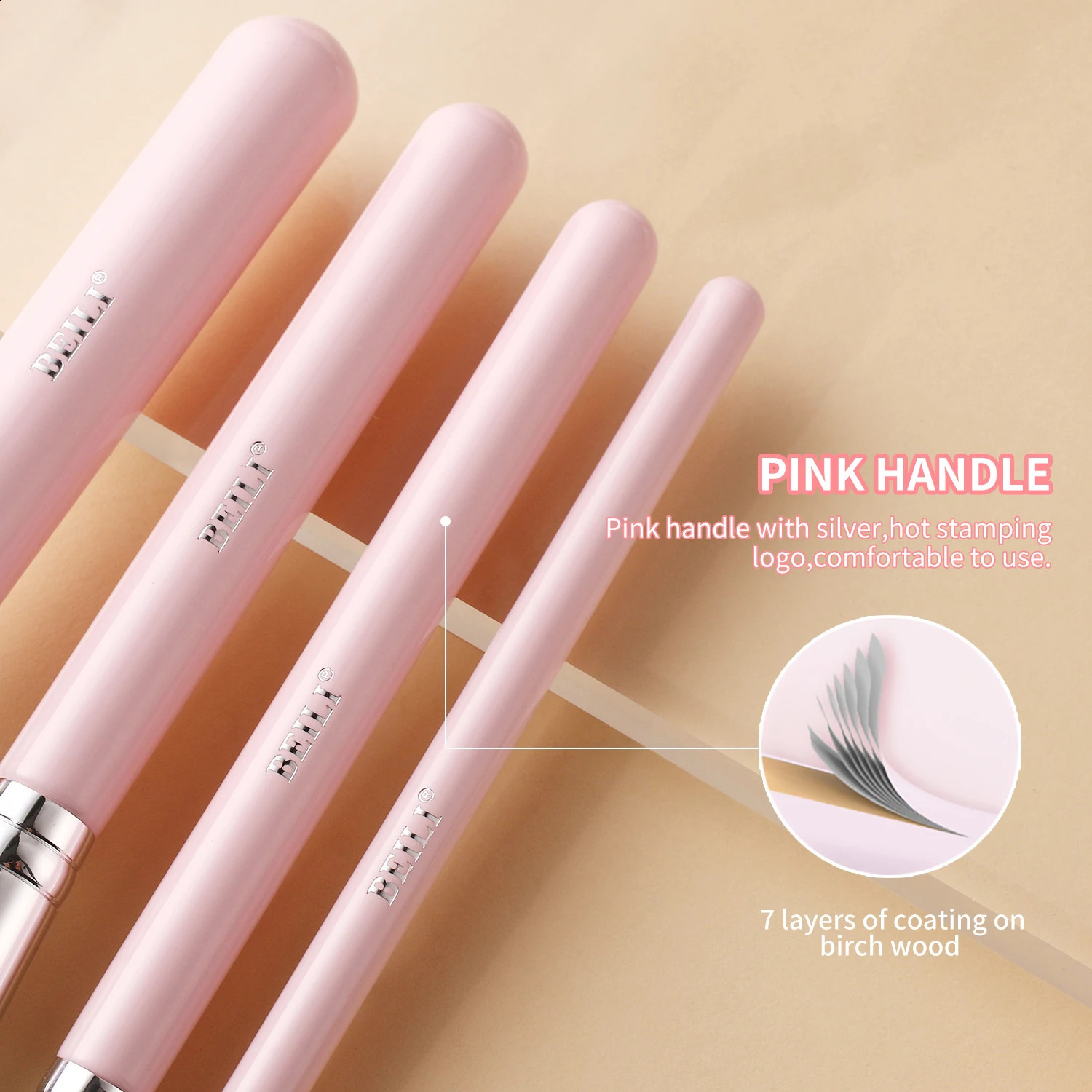 Beili Makeup Brushes, расположенные с корпусом, префессиональные фундаментальные порошковые тени для век, набор космета розовой макияж, держатель инструментов 240327