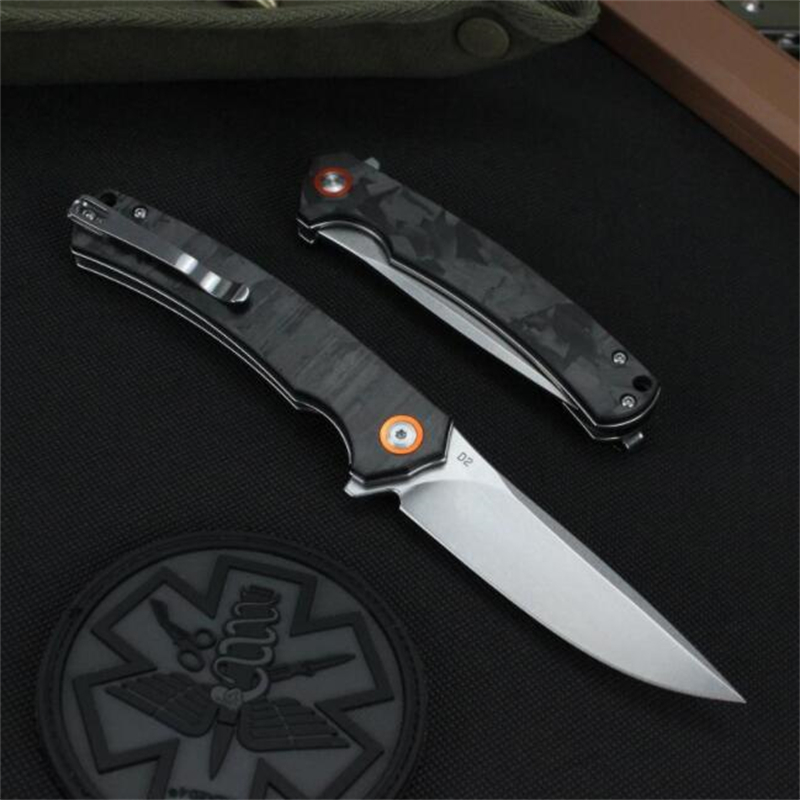 Kesiwo GT964 EDC Folding Knife Carbon Fiber Handle D2 Blade Ball Bearing Flipper Camping Fishing Survival Pocket Outdoor Kitchen Hunting Knife