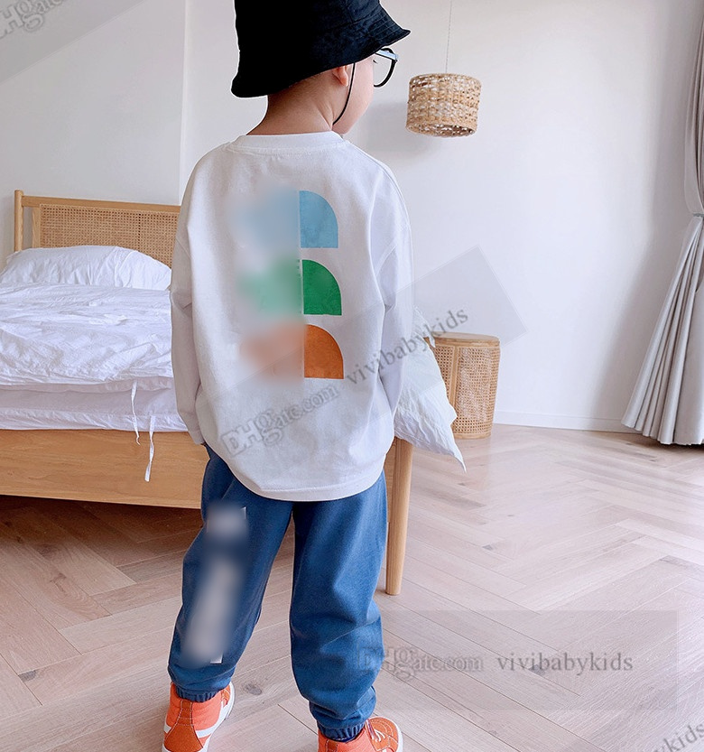 Camiseta de manga larga de algodón de algodón para niños Carta para niños impresas Tops informales de moda para niños ropa de diseño para niños Camas de algodón Z7519