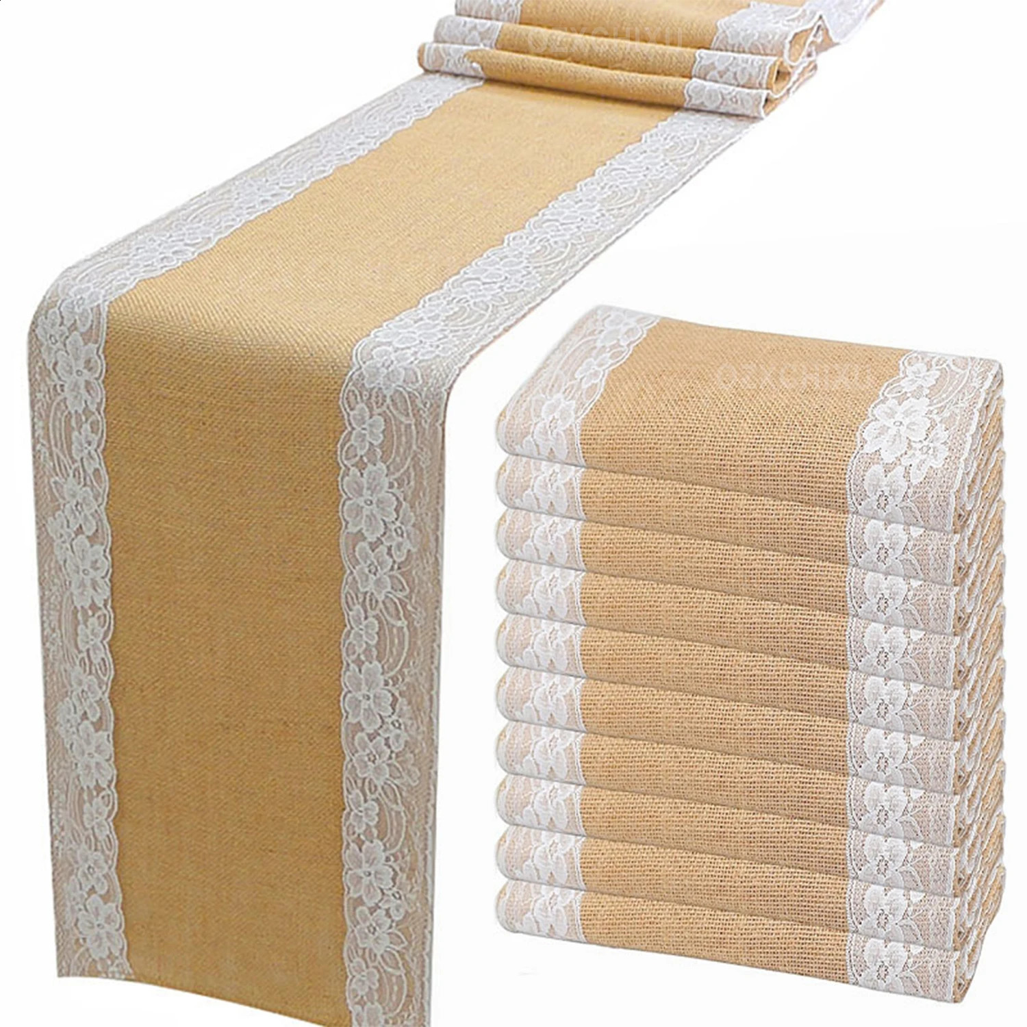 Бесплатно от UPS 30x275cm Jute Table Runner Burlap Lace Rustic Hessian Table Runner для свадебных украшений для вечеринок 240325