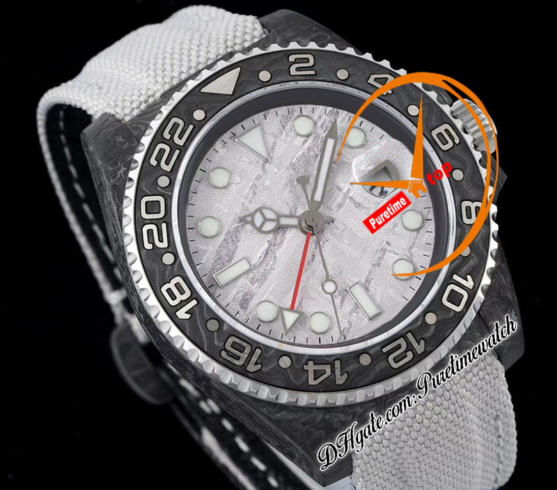 Carbon SA3285 Automatic Mens Watch DIWF V2 Meteorite Dial White Nylon Strap Super Edition Same Serial Card Puretime Reloj Hombre Montre Hommes PTRX