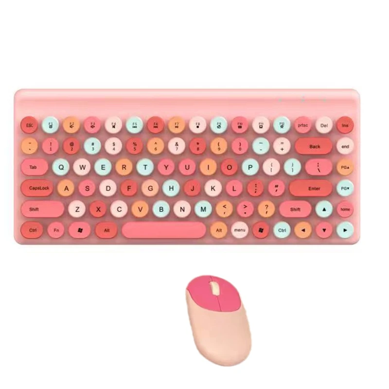 Combos G5AA Notebook Keyboard Kit Round Keycap Plug Play Lichtgewicht Cartoon Portable Mouse