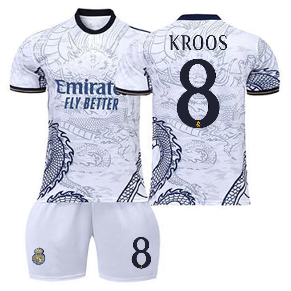 20232024 Real Madrid Football Outfit Dragon White Special Edition Cristiano Ronaldo training kit for children and adults