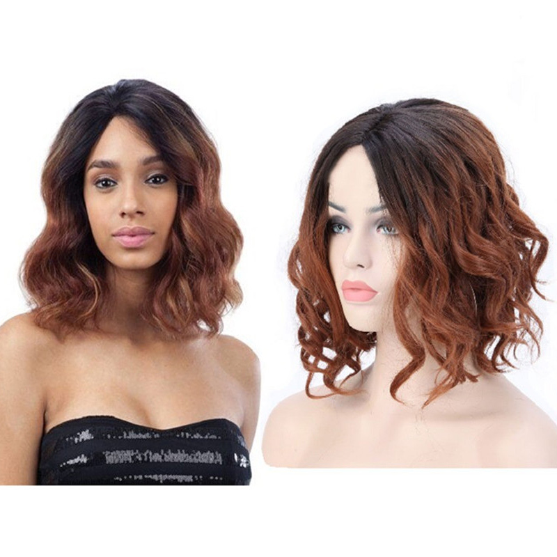 2024 High Quality 12 Inches Central Parting Short Wigs Hot Sale Light Brown Curly Hair Wholesale Europe America Fashion Rose Net Dark Brown Short Wig