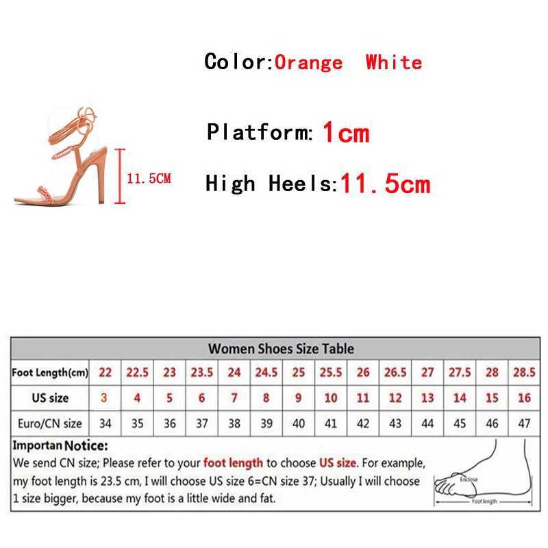 Dress Shoes Liyke 2024 New Orange String Bead Women Sexy 11.5CM Sandals Fashion Ankle Cross Strap High Heels Summer Party Pumps H240409 Z722