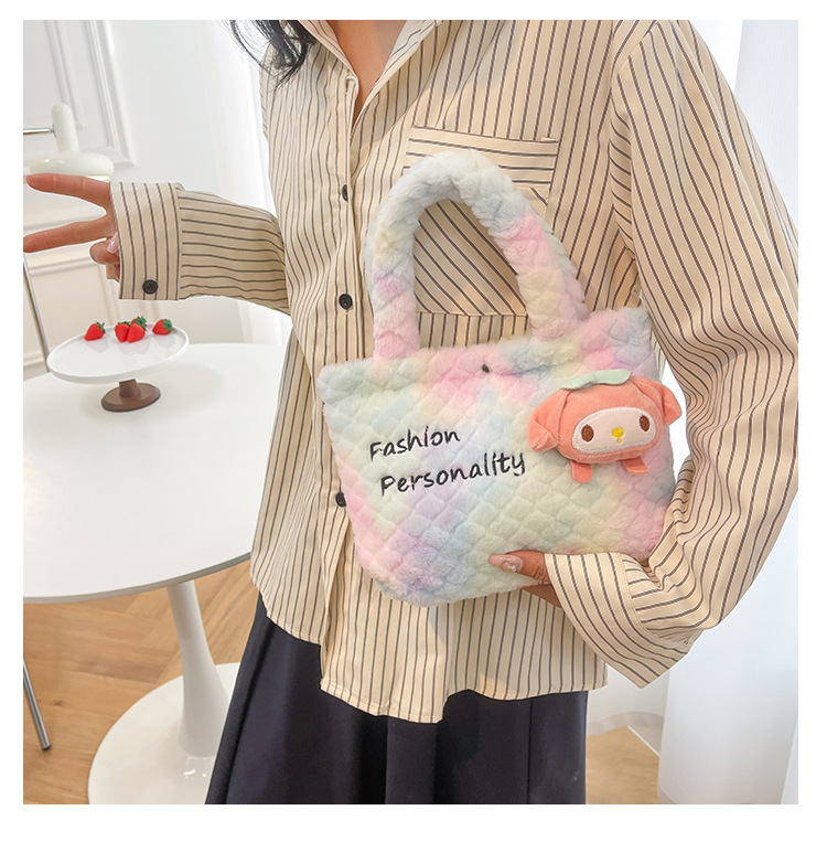 Lindo bolso de felpa Kuromi Big Ear Dog Bag Doll